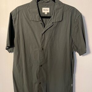 Rhythm Green Casual Button Down Shirt with Camp Collar